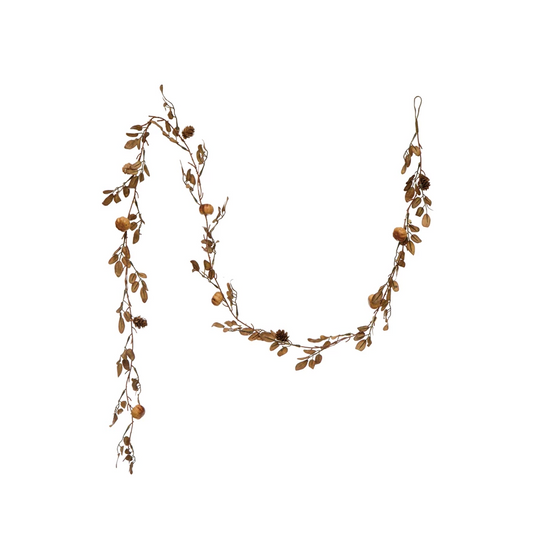 Faux Leaf Garland with Pinecones and Rose Hips - 72" - Mellow Monkey