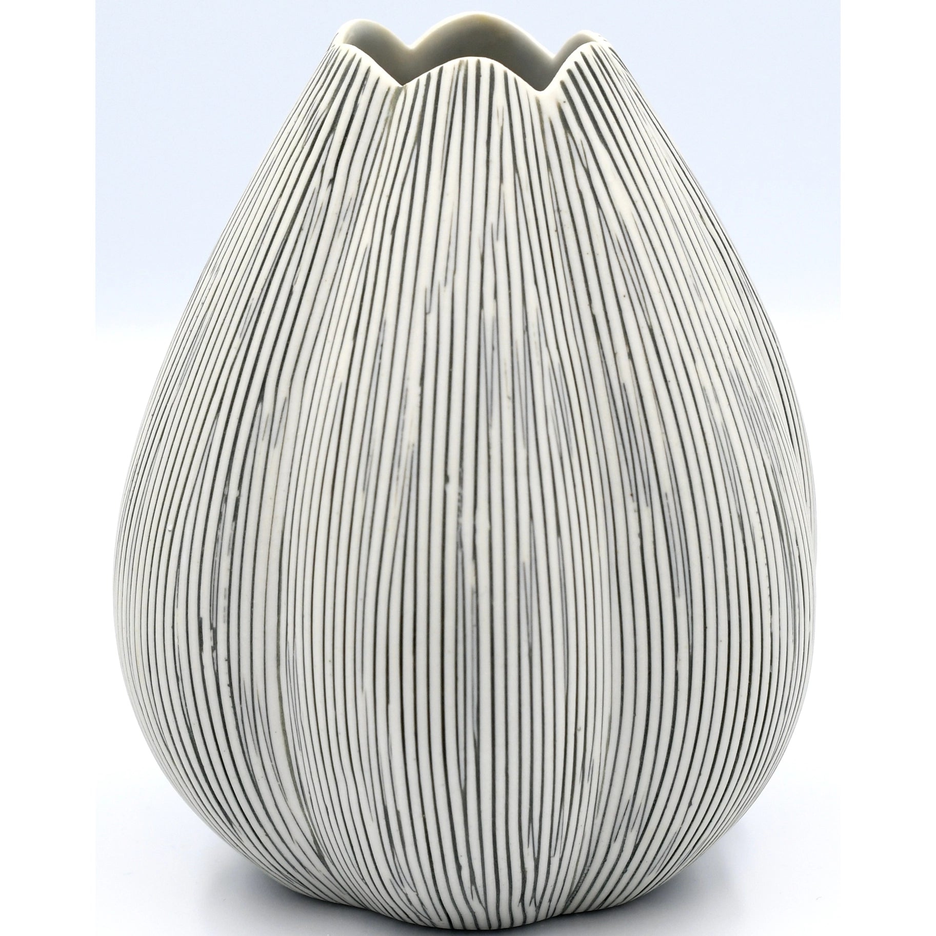 Champa Porcelain Bud Vase - Striped - 4.10"W x 5.35"H - Mellow Monkey