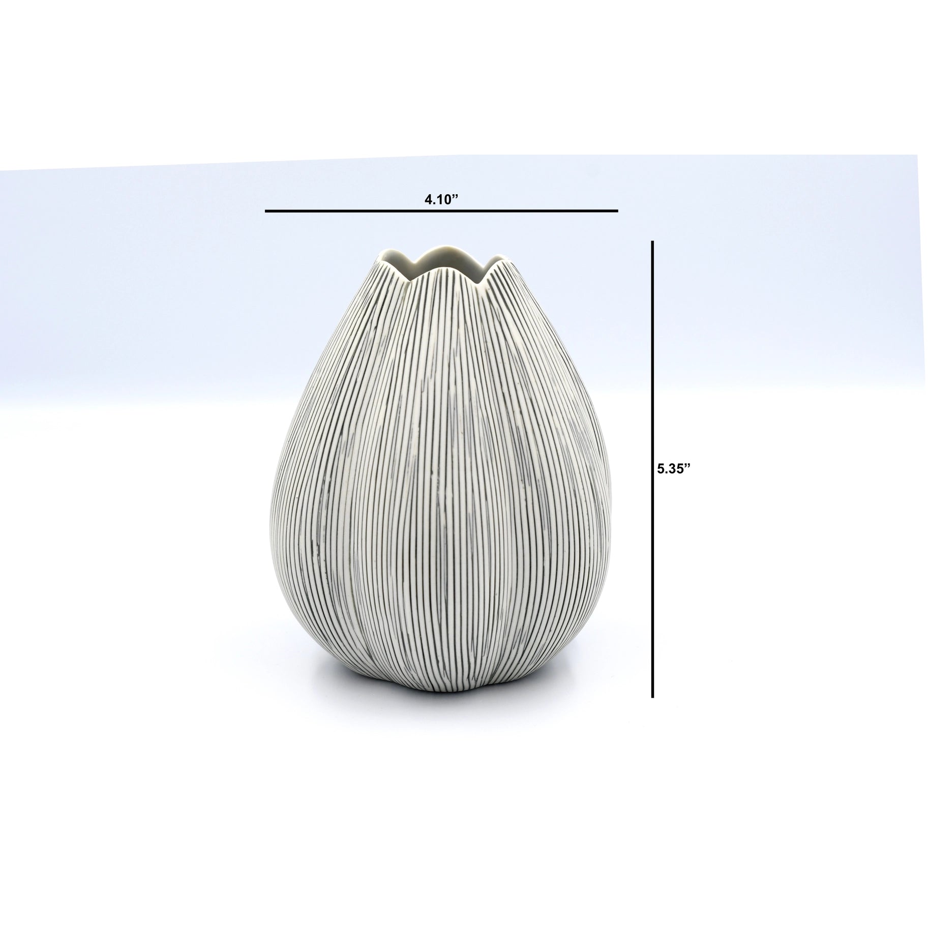 Champa Porcelain Bud Vase - Striped - 4.10"W x 5.35"H - Mellow Monkey