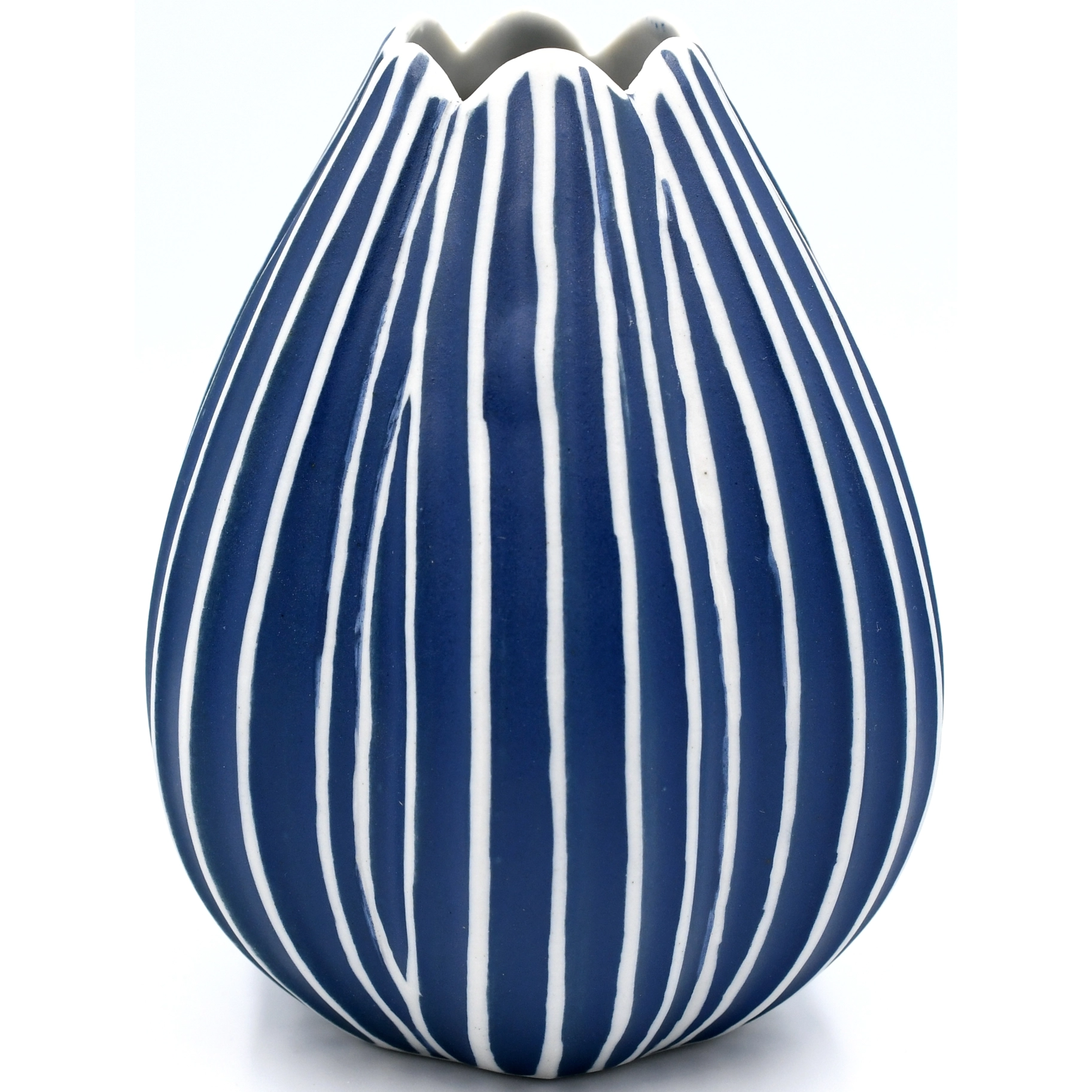 Champa Porcelain Bud Vase - Blue - 4.10"W x 5.35"H - Mellow Monkey