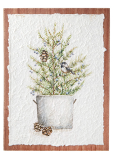 Potted Tree With One Chickadee Textured Wall Art - 15.75" - Mellow Monkey