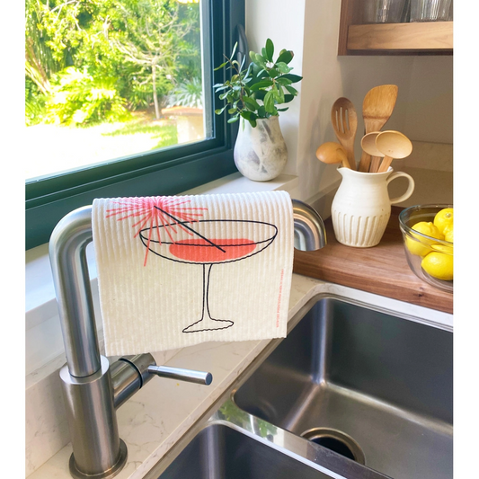 Cocktail With Sparkler - Swedish Dishcloth - Mellow Monkey