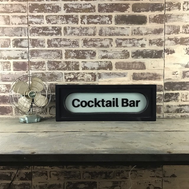 Cocktail Bar Vintage Lighted Box Sign - 22-in - Mellow Monkey