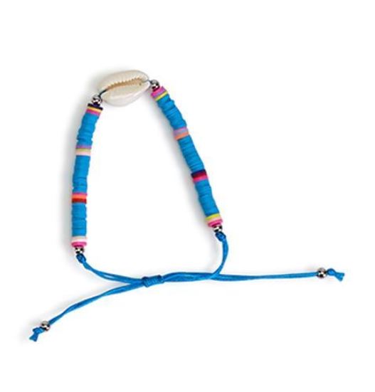 Rainbow on a String COWRIE SHELL Beaded Bracelet - Blue - Mellow Monkey