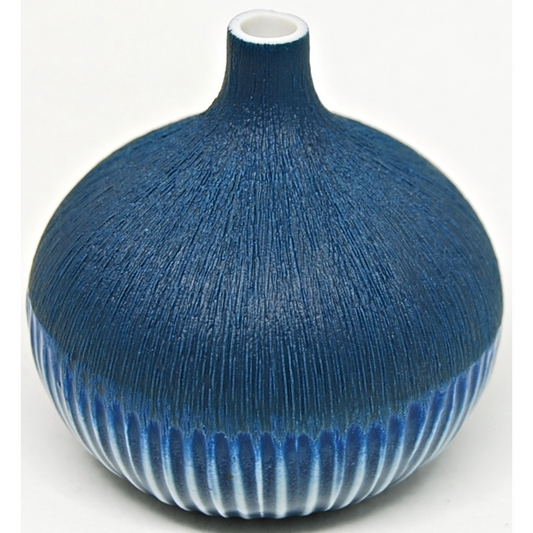 Congo Tiny Porcelain Bud Vase - Blue - 3.15"W x 3.35"H - Mellow Monkey