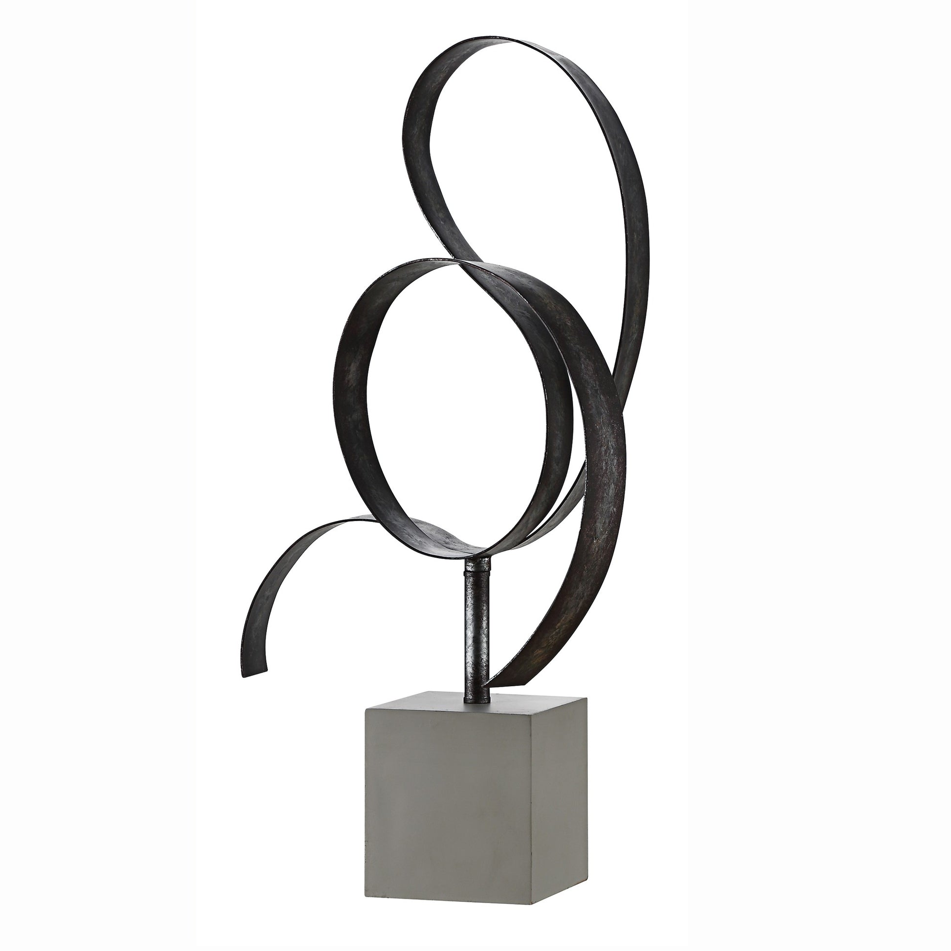 Lan Free Form Steel Sculpture in Concrete Base - 25-in - Mellow Monkey