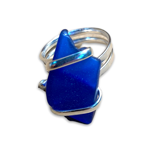 Sea Glass Nugget Ring - Cobalt - Mellow Monkey