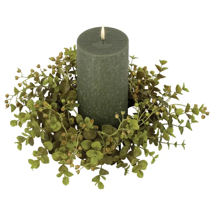 Eucalyptus Accent Candle Ring Mini Wreath - 11-in - Mellow Monkey