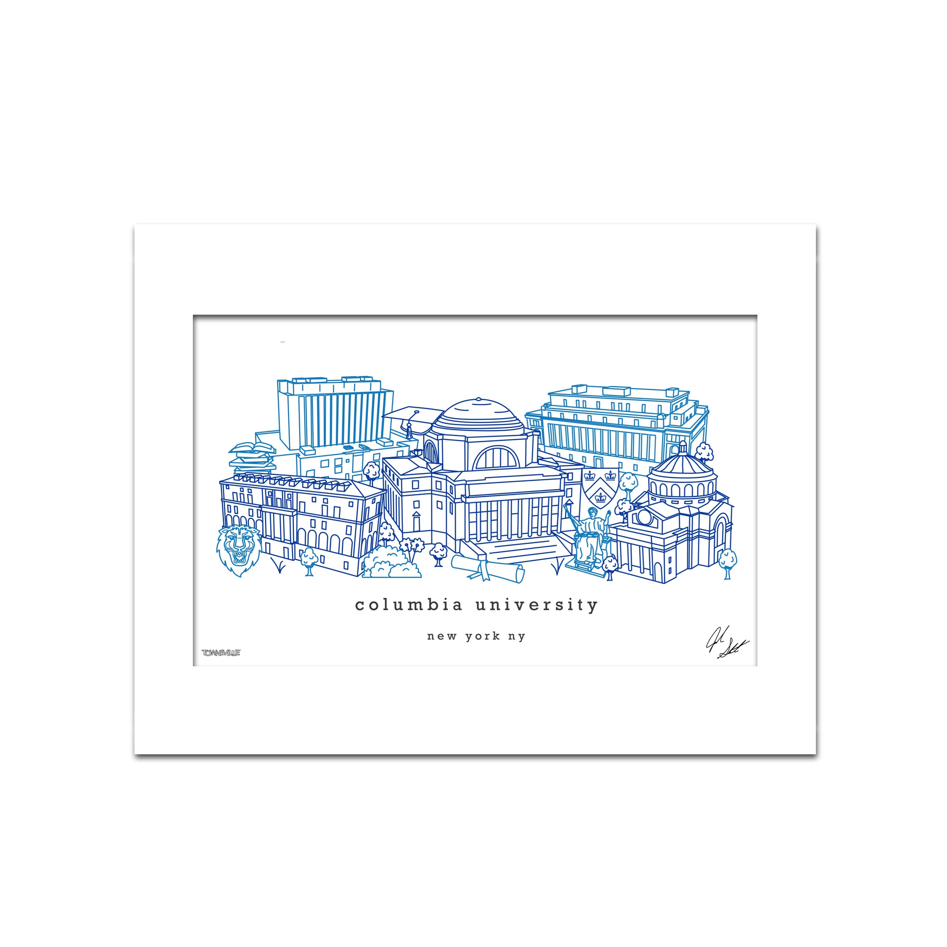 Columbia University (New York) Minimalist Art Print - 8x10-in - Mellow Monkey