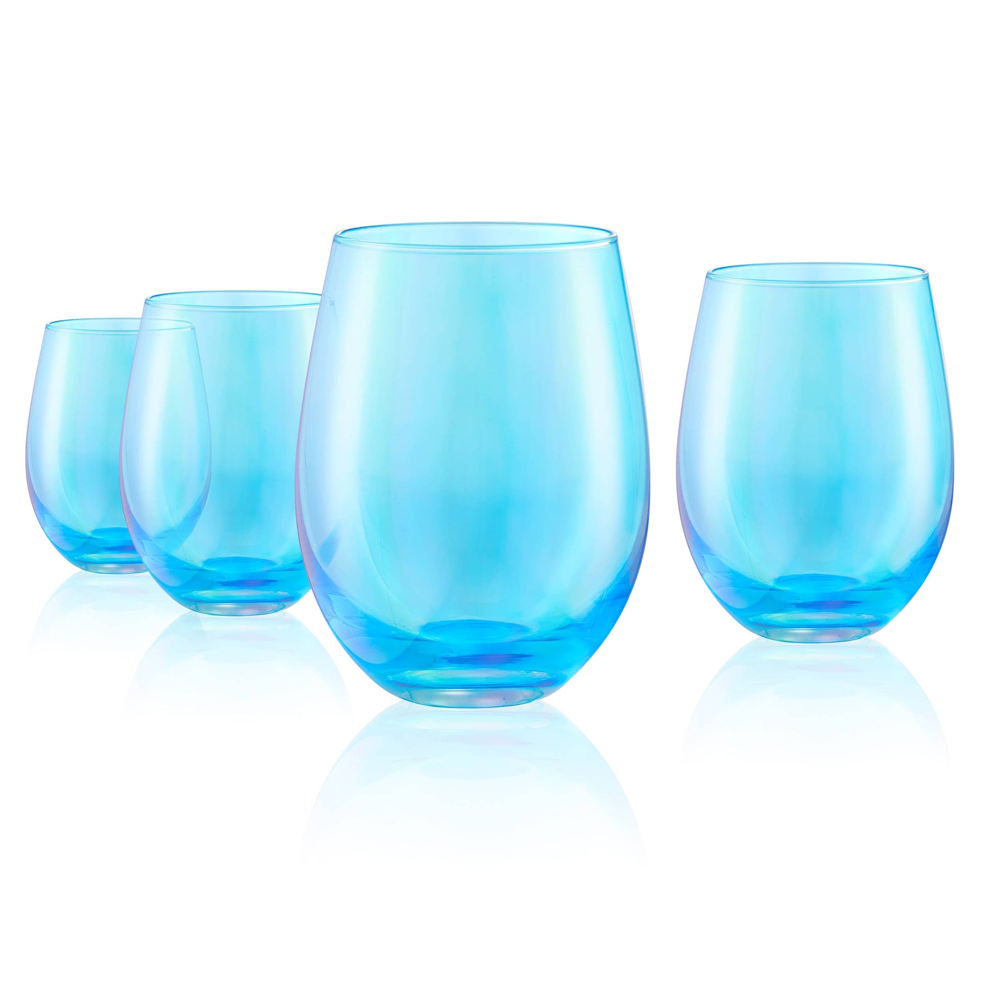 Luster Stemless Wine Glass - 16-oz - Turquoise - Mellow Monkey