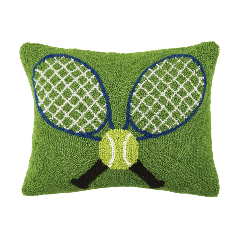 Crossed Tennis Racquets Hook Pillow - 18-in - Mellow Monkey