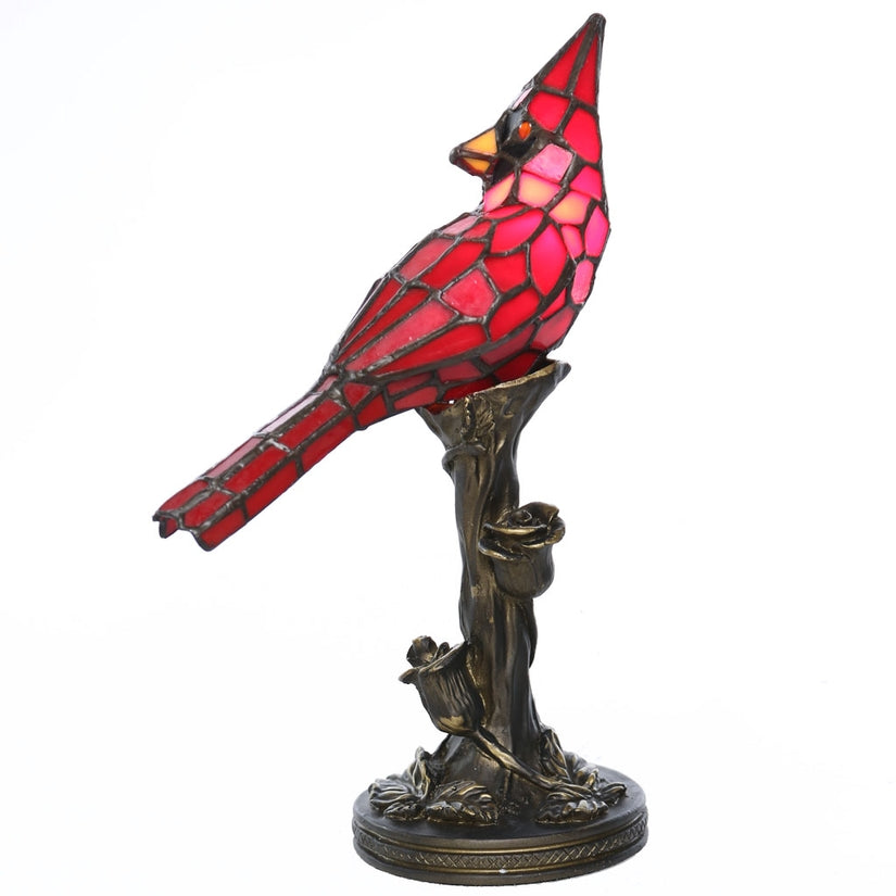 Skylar Red Stained Glass Bird Accent Lamp - 13-1/2-in - Mellow Monkey