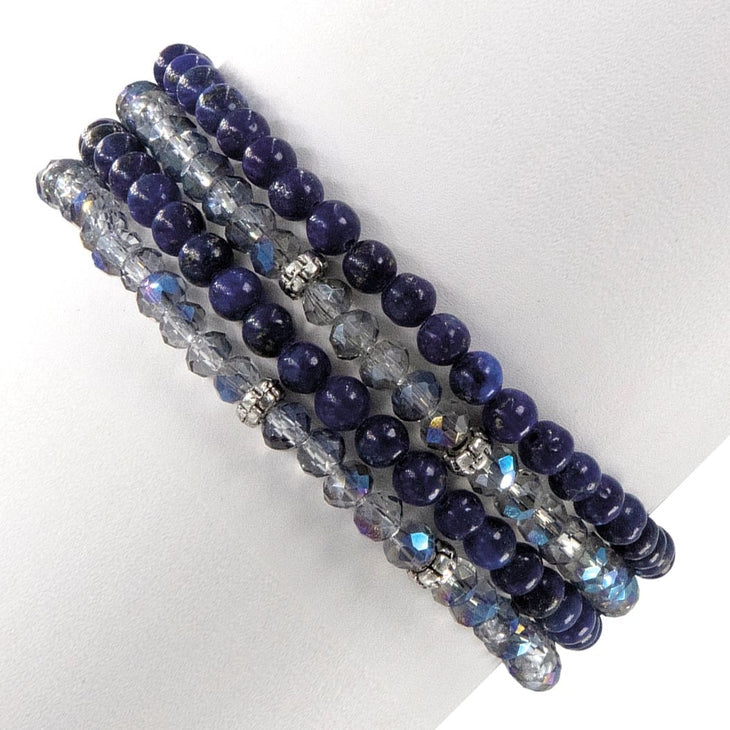 Mini Gemstone and Crystal Bracelet Set - Lapis Lazuli - Mellow Monkey