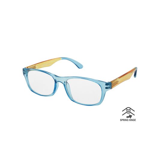 Island Inspired Reading Glasses - Unisex - With Woven Carry Case - Blue/Orange/Blue - Mellow Monkey