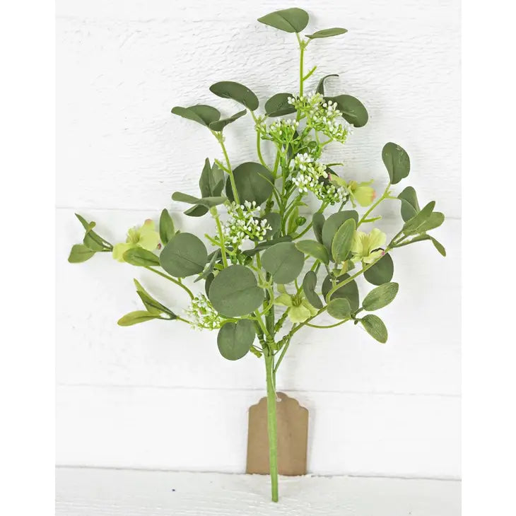 Cream Green Mix Seeds and Leaves Faux Pick - 12-in - Mellow Monkey