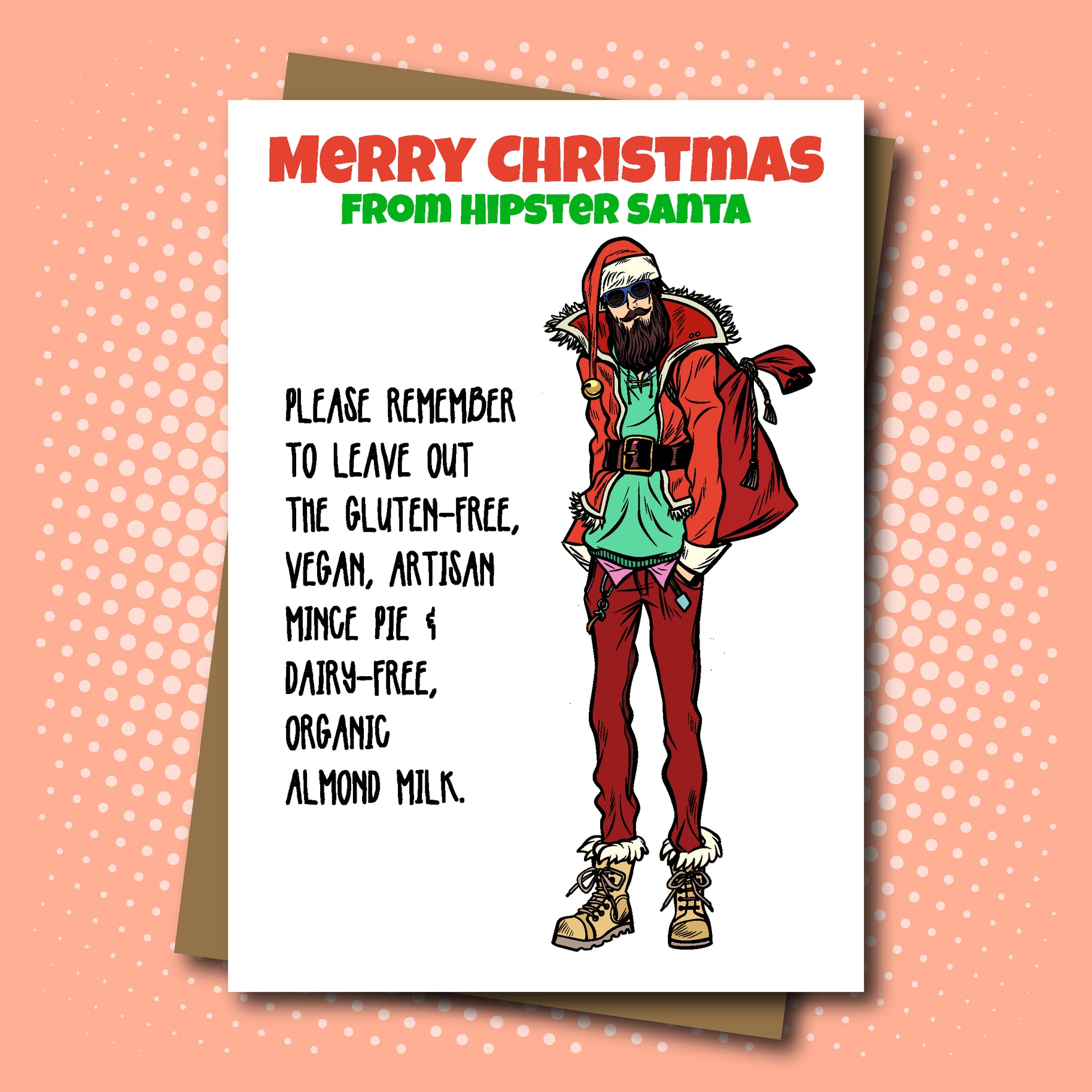 Hipster Santa + Christmas Jumbo Greeting Card - Mellow Monkey
