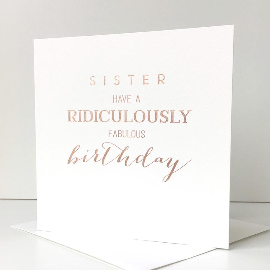Sister Have A Ridiculously Fabulous Birthday - Birthday Greeting Card - Mellow Monkey