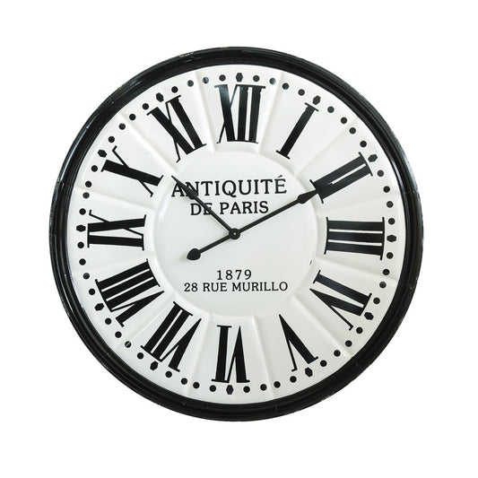 Urban Homestead Black & White Round Embossed Metal Wall Clock - 44-1/2-in - Mellow Monkey
