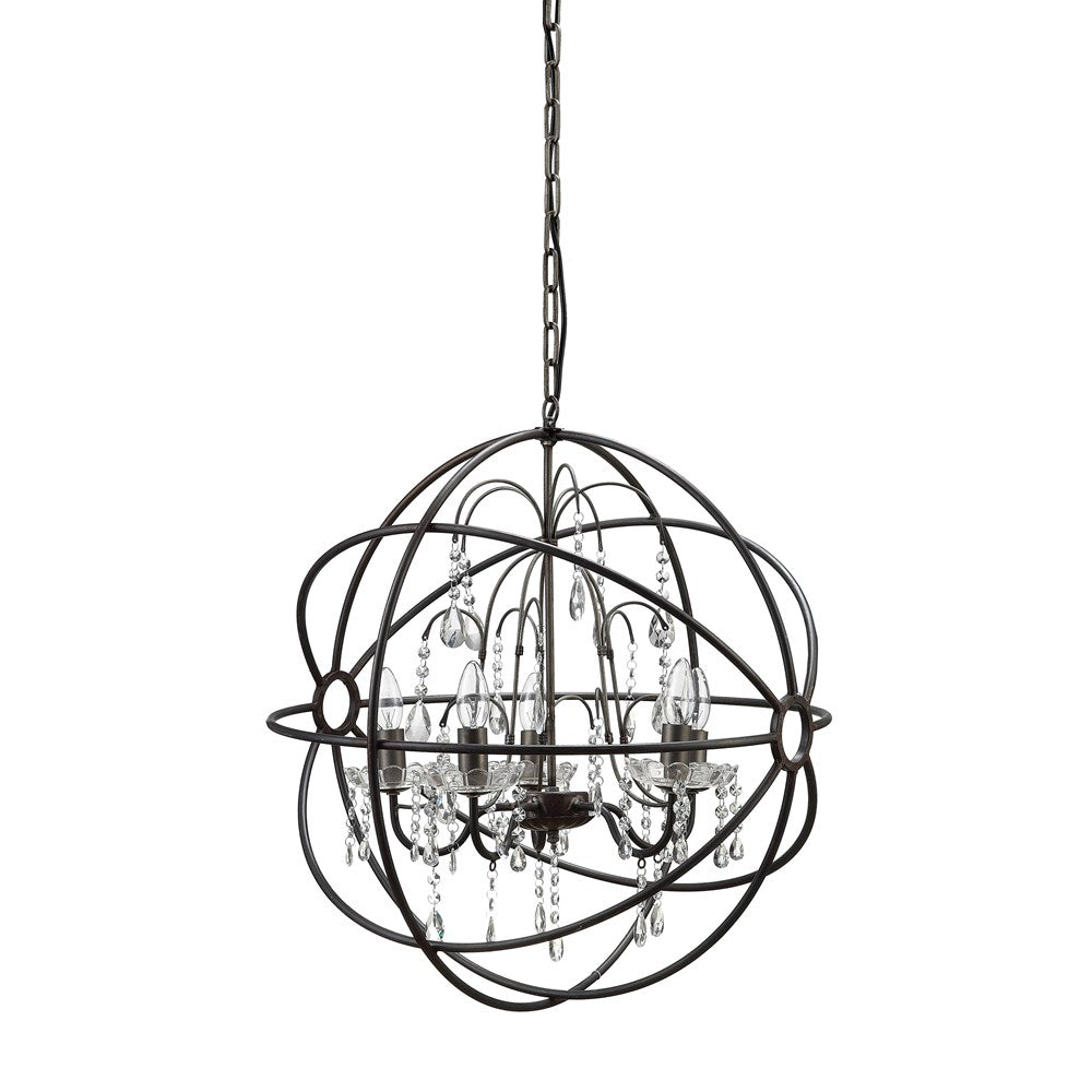 Metal Orb and Crystal Chandelier 24-1/2-in - Mellow Monkey