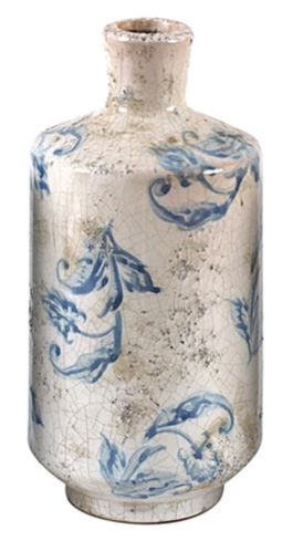 Terra-Cotta Vase With Transfer-ware Pattern Blue White - 3 Styles - Mellow Monkey