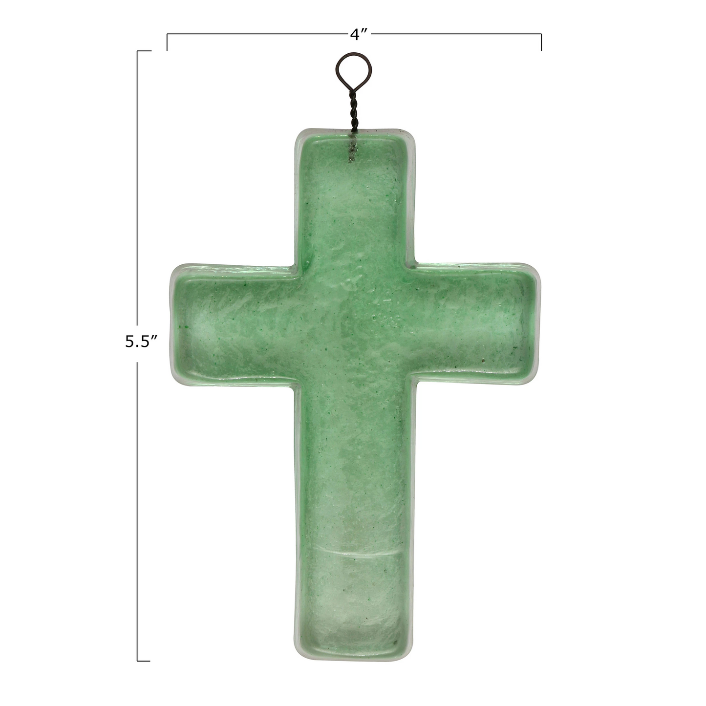 Recycled Glass Hanging Cross - 5-3/4-in - Mellow Monkey