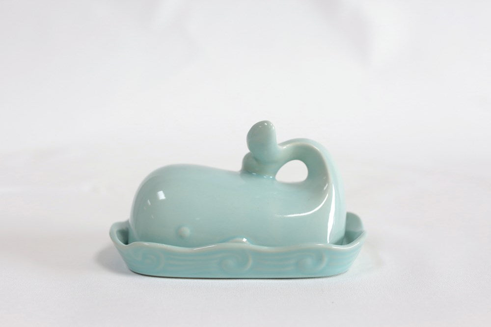 Whale Shaped Butter Dish with Lid - Aqua - Mellow Monkey