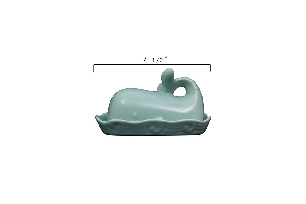 Whale Shaped Butter Dish with Lid - Aqua - Mellow Monkey