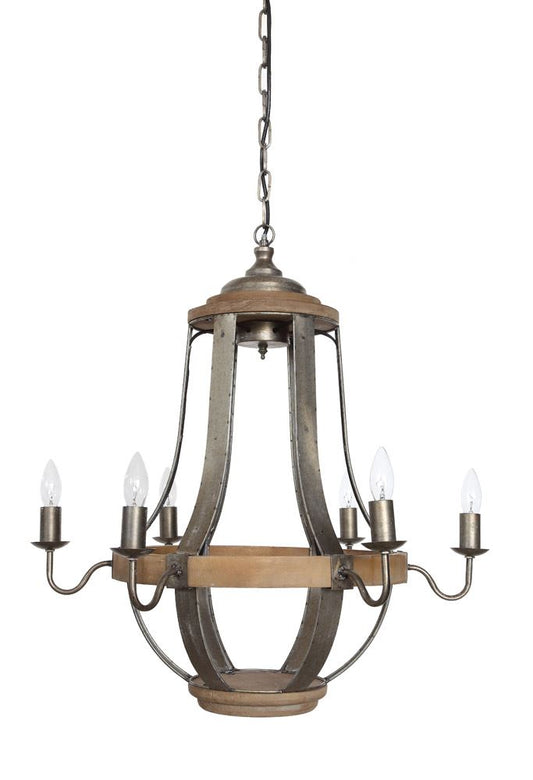 Vintage Wood and Metal 27" Chandelier | 27-in - Mellow Monkey