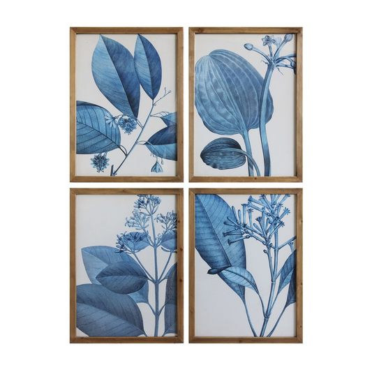Wood Framed Blue Botanical Wall Décor - 20-1/2 x 28-1/4-in - Mellow Monkey