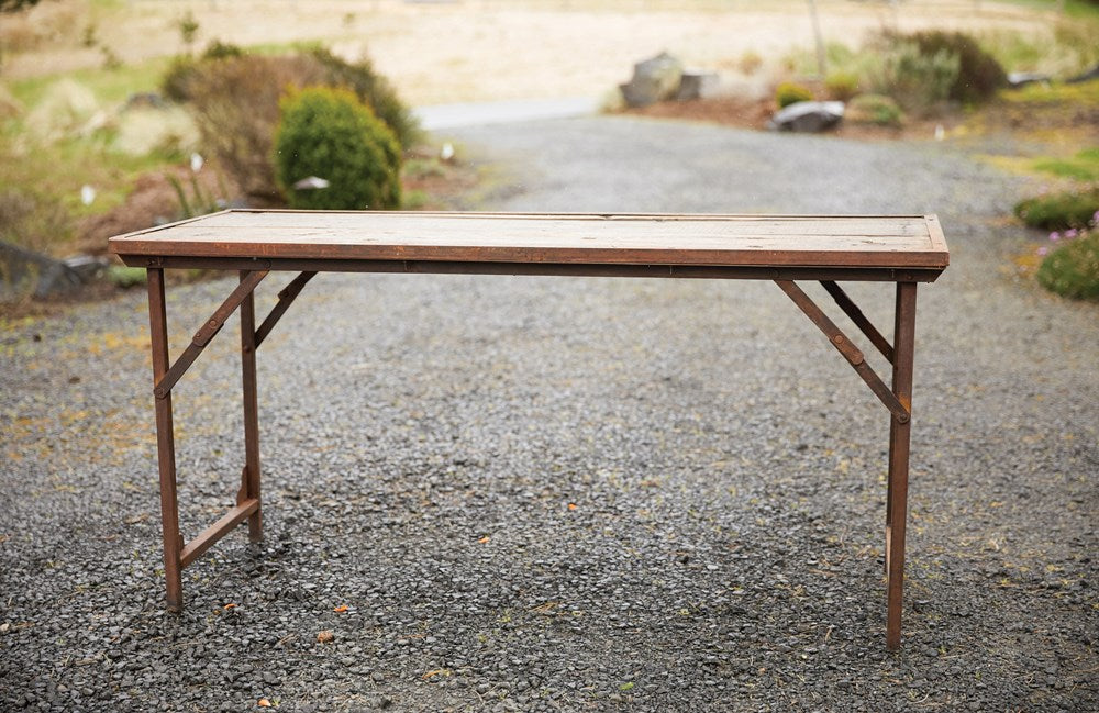 Found Wood and Metal Folding Tent Table - 60-in - Mellow Monkey