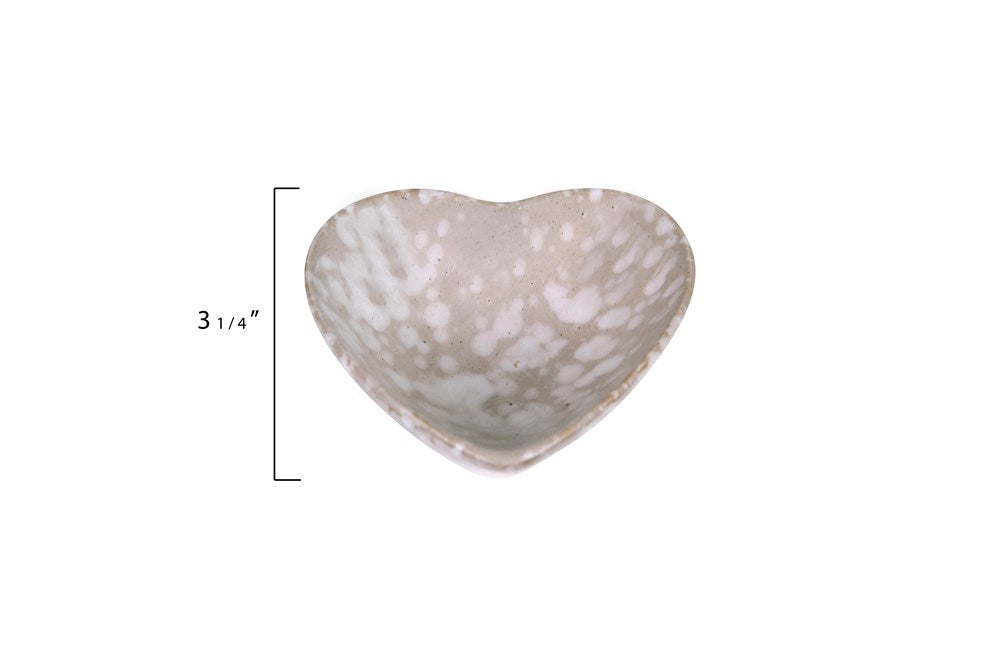 Stoneware Heart Dish with Antique White Finish - 3-1/2-in - Mellow Monkey