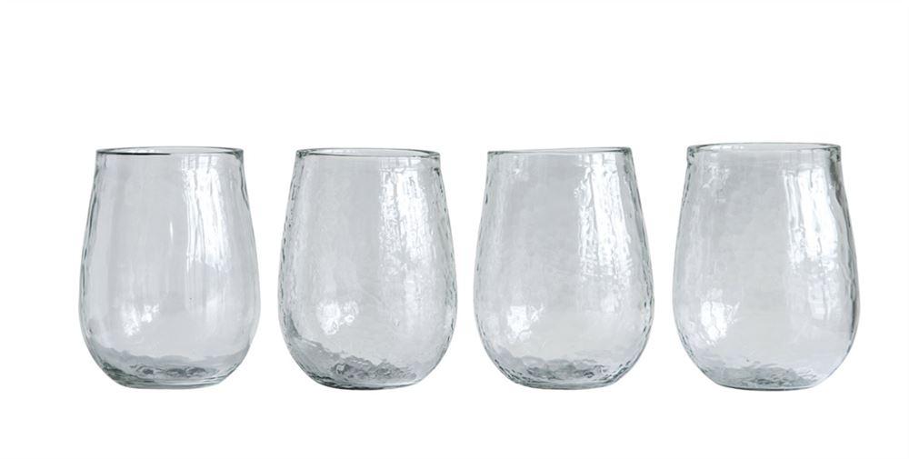 Clear Textured Stemless Wine Glass, 16oz Sold by at Home