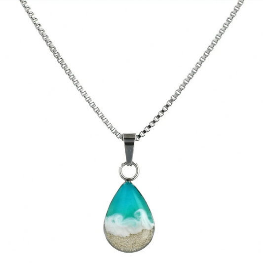 The Shoreline Teardrop Necklace - Stainless Steel - 18-in Chain - Mellow Monkey