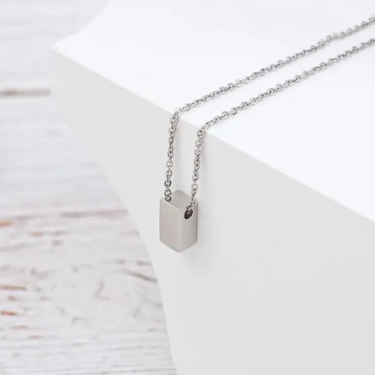 To The Best Mom - Cube Necklace -Silver - Mellow Monkey