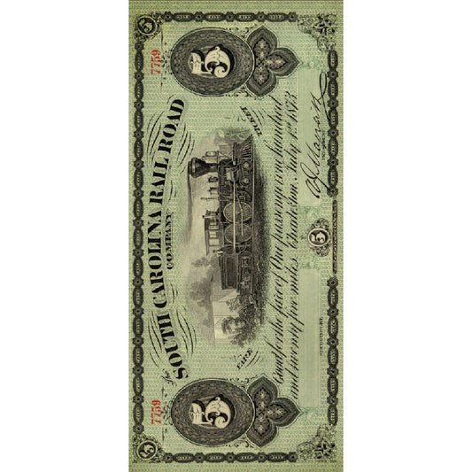 South Carolina Rail Road Company Passenger Ticket - Bookmark - Mellow Monkey