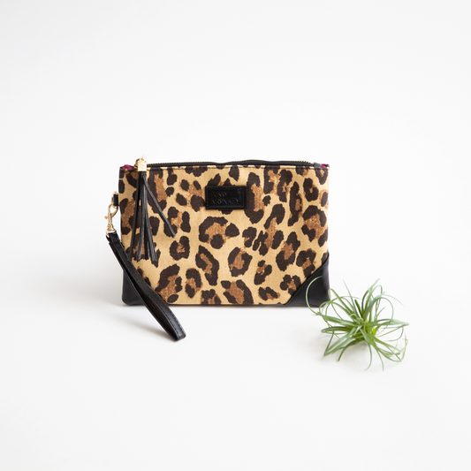 Corner Detail Wristlet - Leopard Print - Mellow Monkey