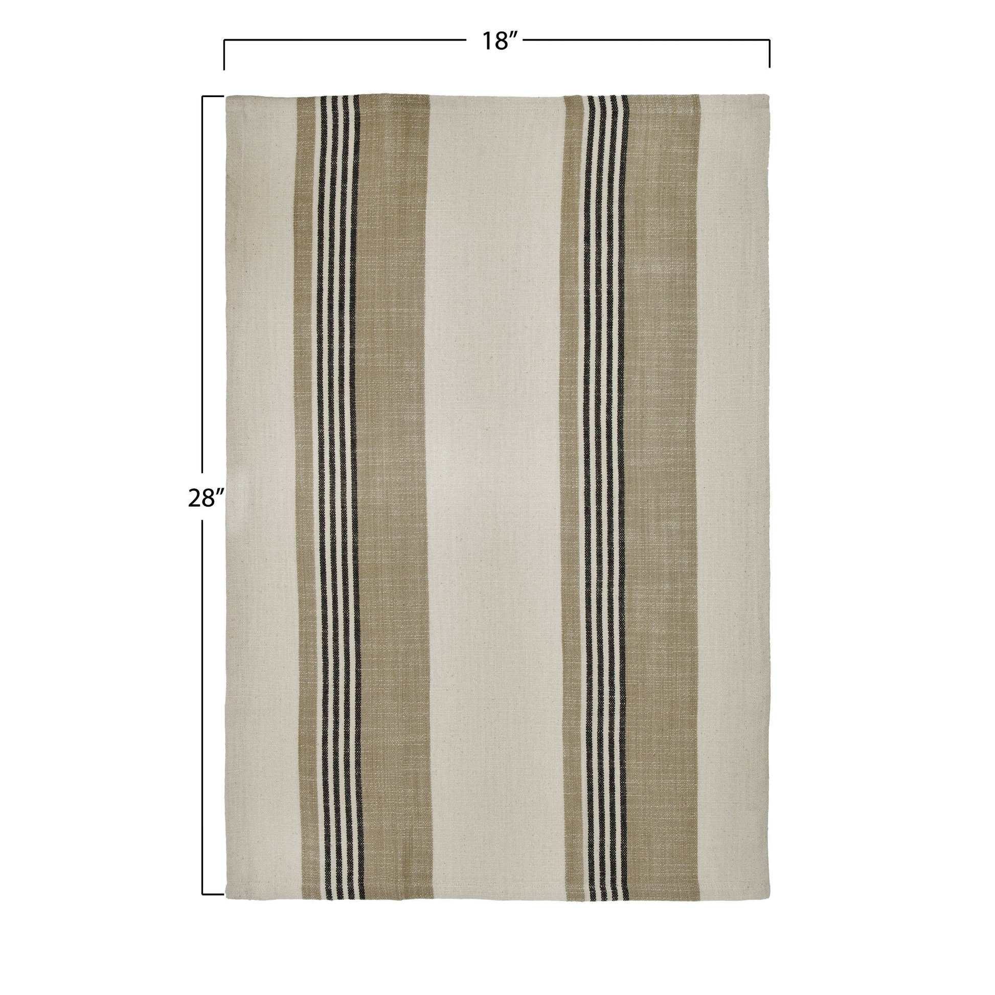 Woven Cotton Striped Tea Towels - Gray and Beige - Set of 3 - Mellow Monkey
