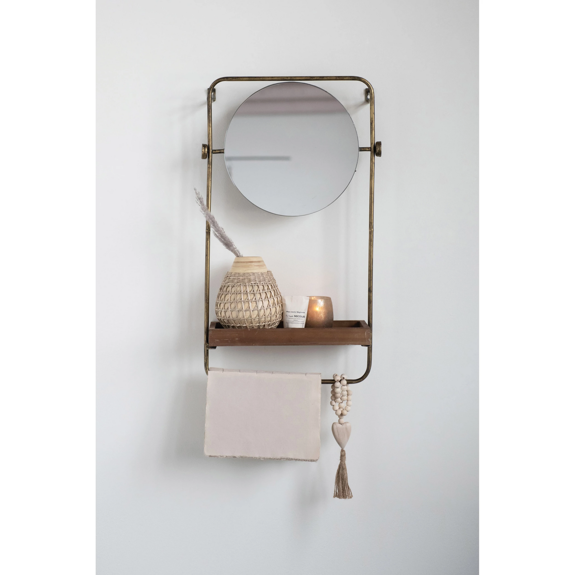 Bathroom mirror with towel discount rail