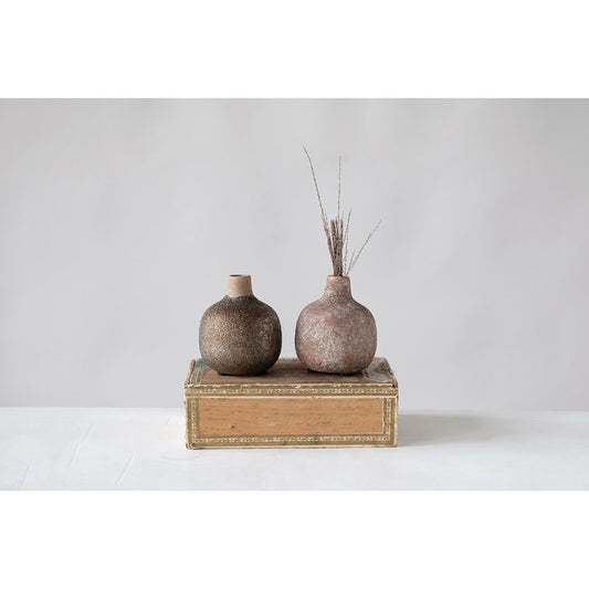 Terra-cotta Bud Vase with Distressed Finish- 3-3/4-in - Mellow Monkey