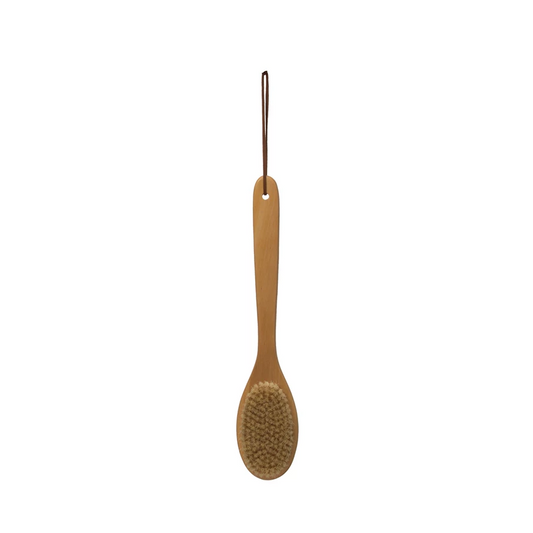 Wood Bath Brush with Leather Tie - 14.3-in - Mellow Monkey