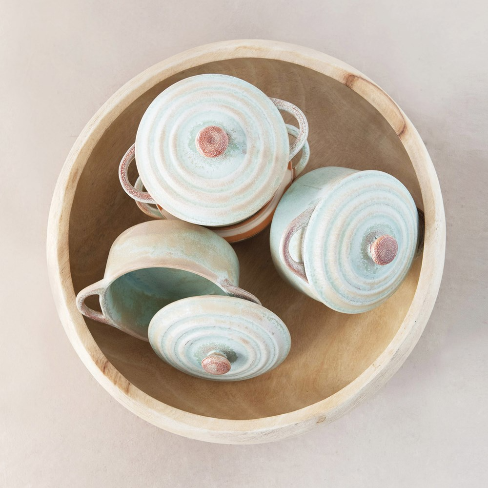 Stoneware Mini Baker with Reactive Glaze - Matte Celadon Color - Mellow Monkey