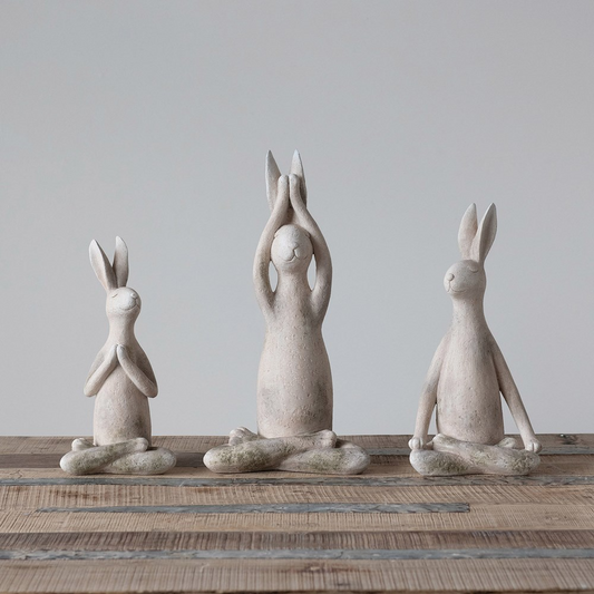 Resin Yoga Rabbit with Antique White Finish - 3 Styles - Mellow Monkey