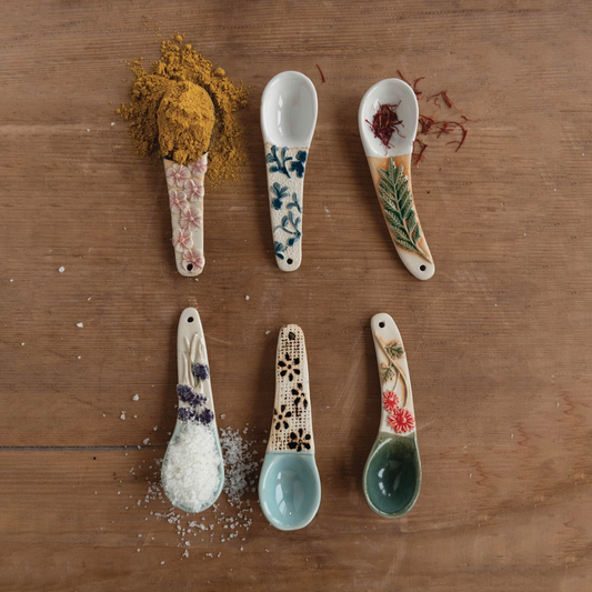 Hand-Painted Spoon with Handle - 6 Styles - 4.5-in - Mellow Monkey