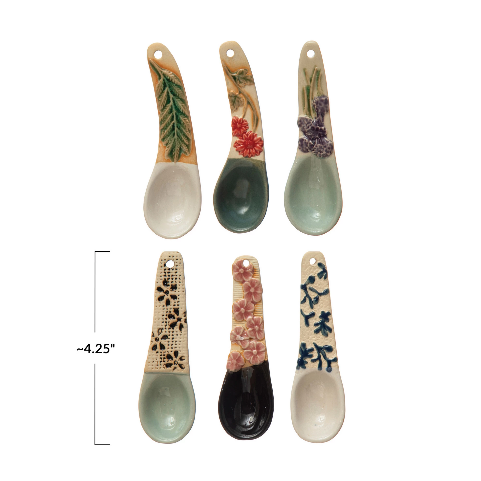 Hand-Painted Spoon with Handle - 6 Styles - 4.5-in - Mellow Monkey