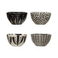 Black and White Stoneware Bowl with Pattern & Gold Electroplating - Mellow Monkey