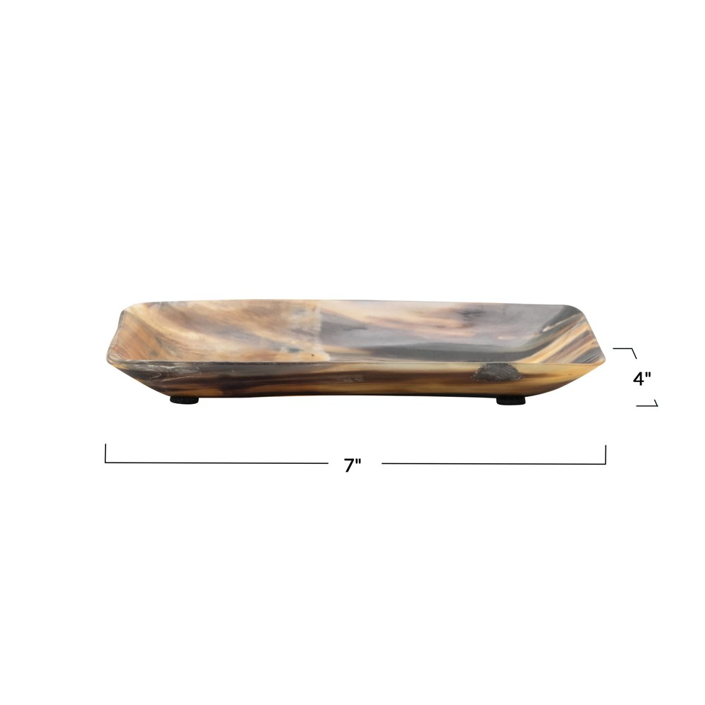 Natural Horn Tray - 7-in. x 4-in. - Mellow Monkey