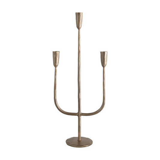 Hand-Forged Metal Candelabra with Antique Finish - 21-1/2-in - Mellow Monkey