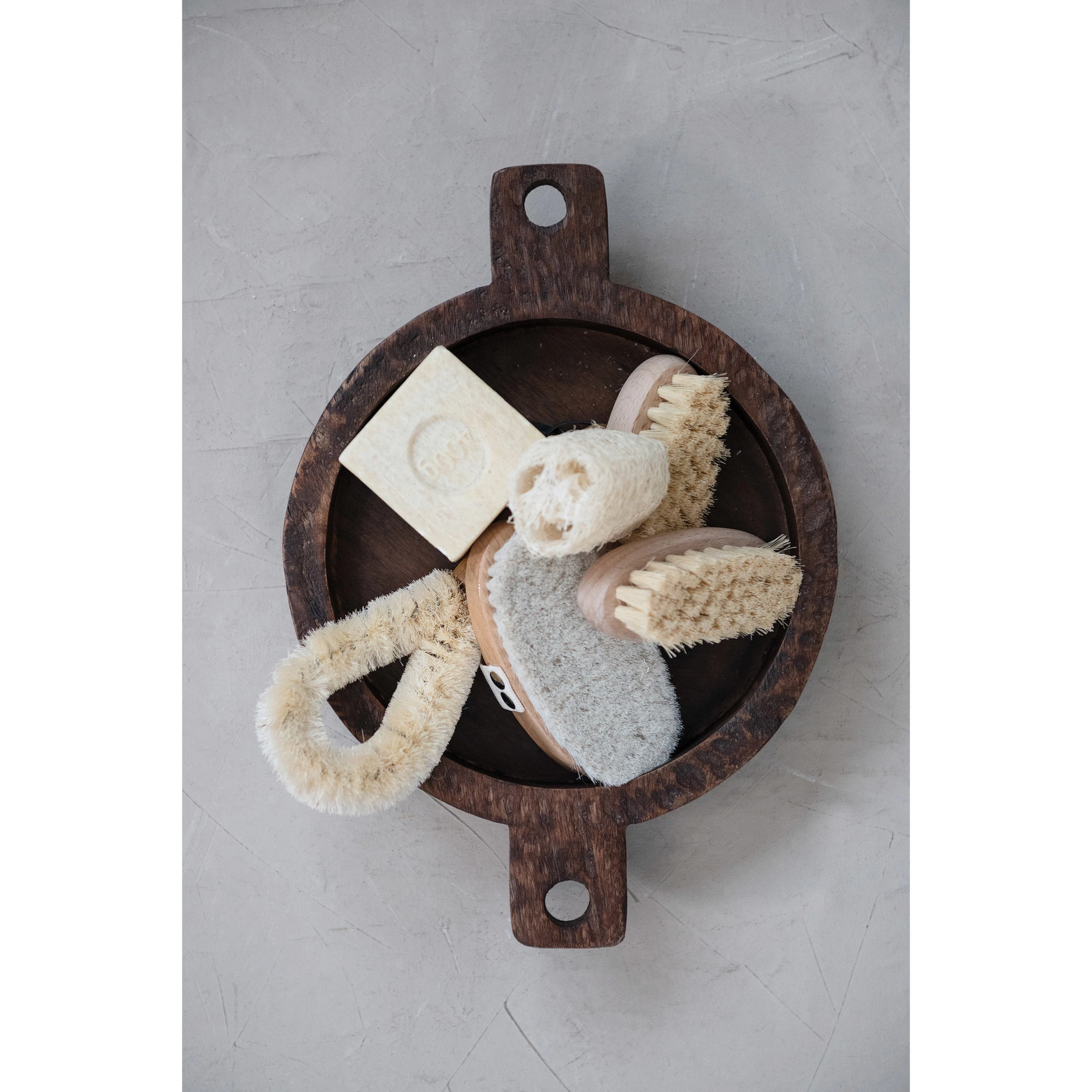 Natural Loofa Brush with Cotton Rope Hanger - 4.9-in - Mellow Monkey