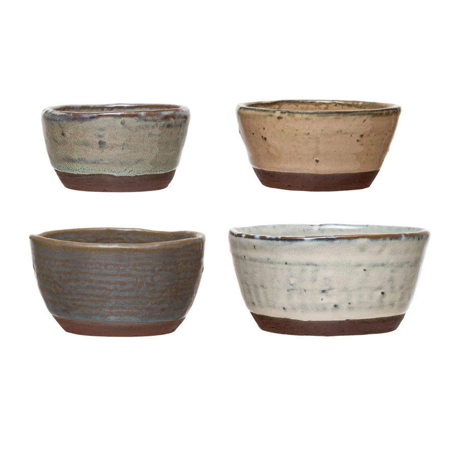Round Stoneware Bowls with Reactive Glaze - Set of 4 - Mellow Monkey