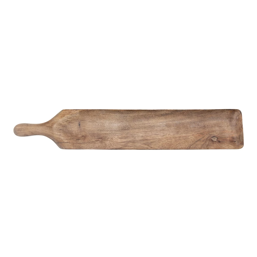 Mango Wood Serving Board with Handle - 24-in. x 4-1/2-in. - Mellow Monkey